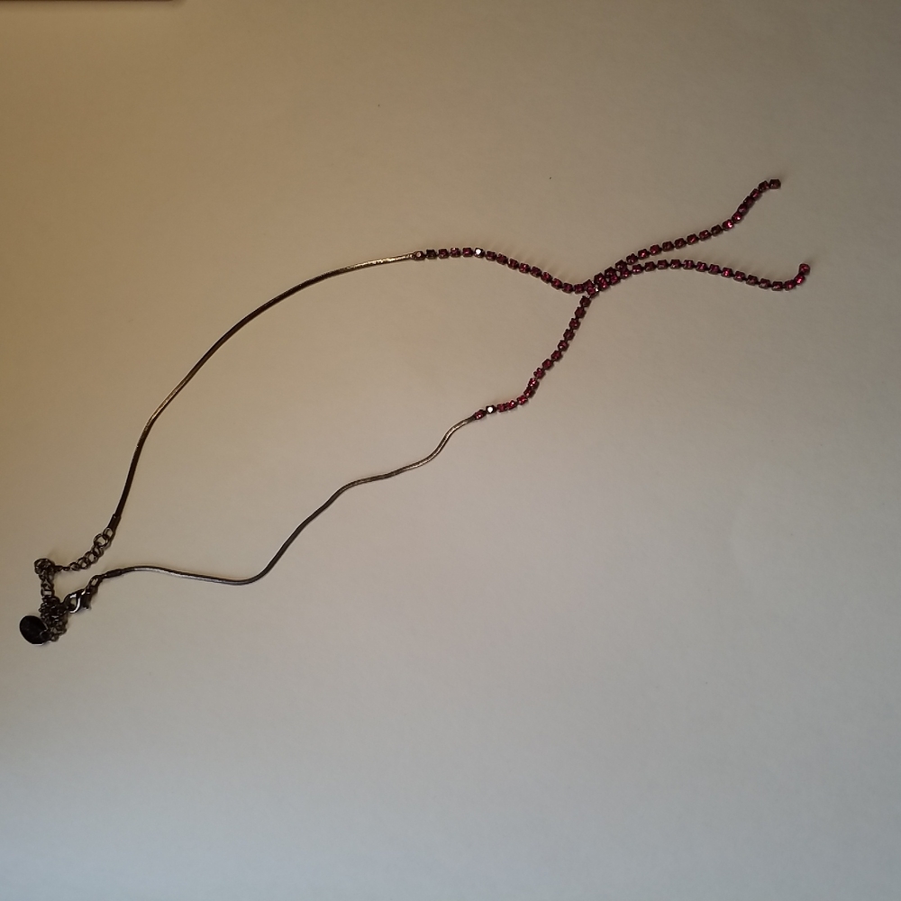 3/$25 CLAIRE'S NECKLACE DARK PINK RHINESTONE